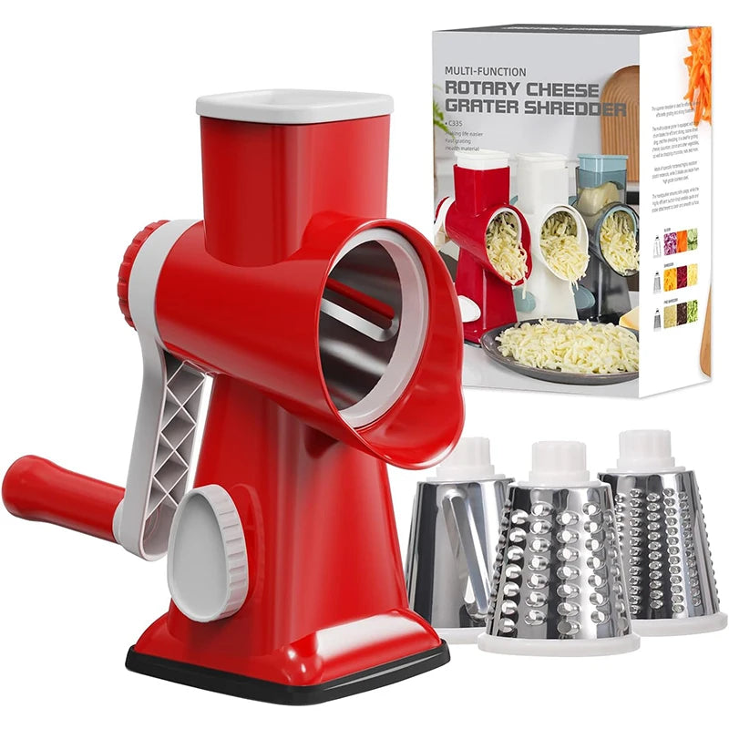 3-in-1 Rotary Cheese Grater with Interchangeable Drums