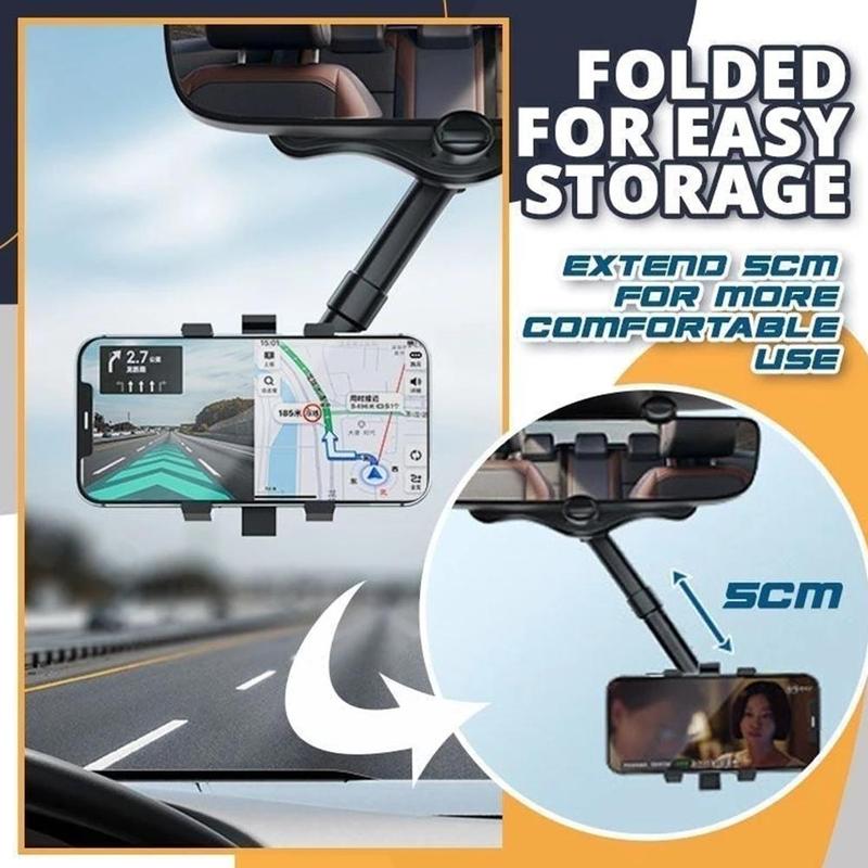 360° Rearview Mirror Phone Holder – Universal Fit