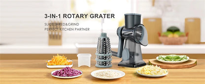 3-in-1 Rotary Cheese Grater with Interchangeable Drums