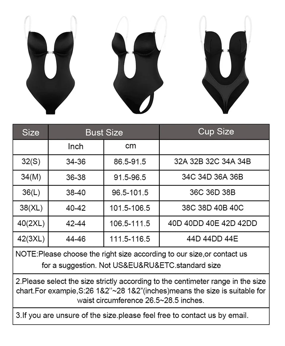 Women's Full Body Shaper Bodysuit – Deep V Backless Shapewear