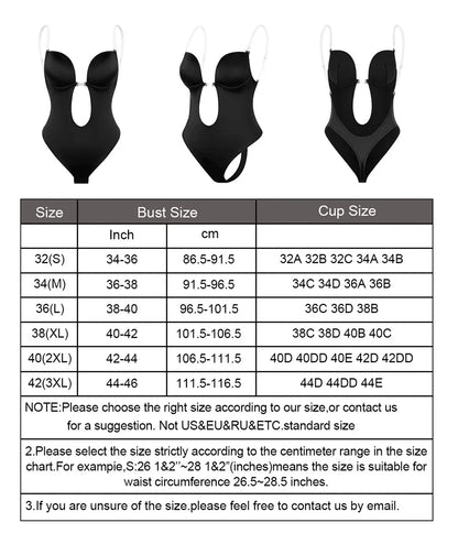 Women's Full Body Shaper Bodysuit – Deep V Backless Shapewear