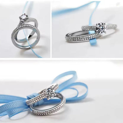 Vintage Halo 925 Sterling Silver Wedding Ring Set for Women