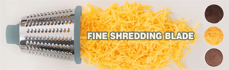 3-in-1 Rotary Cheese Grater with Interchangeable Drums