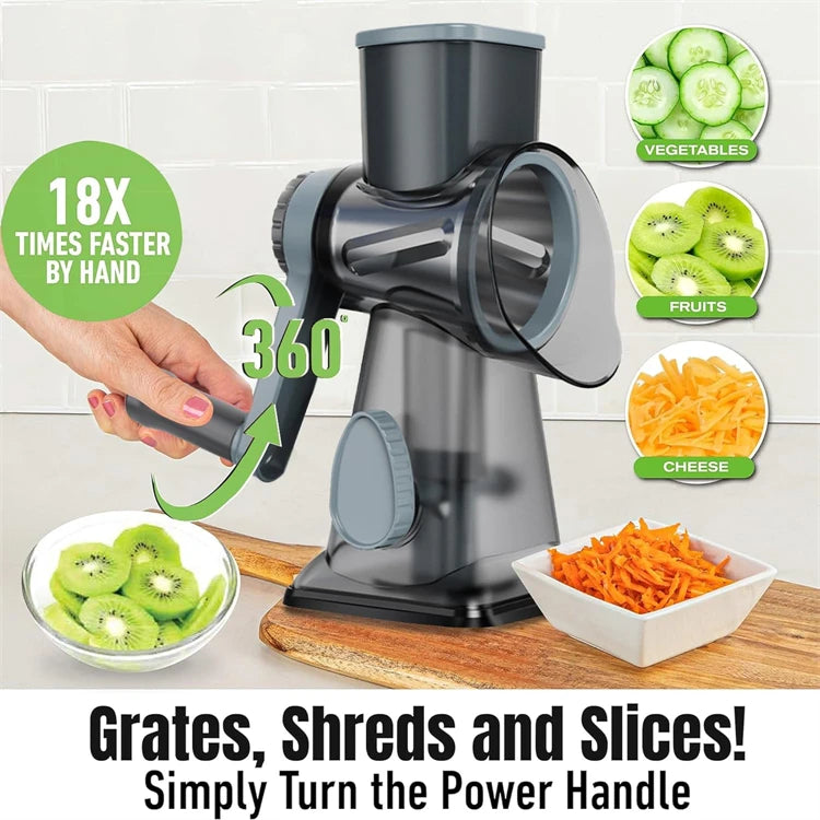 3-in-1 Rotary Cheese Grater with Interchangeable Drums