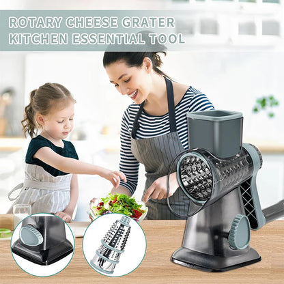 3-in-1 Rotary Cheese Grater with Interchangeable Drums