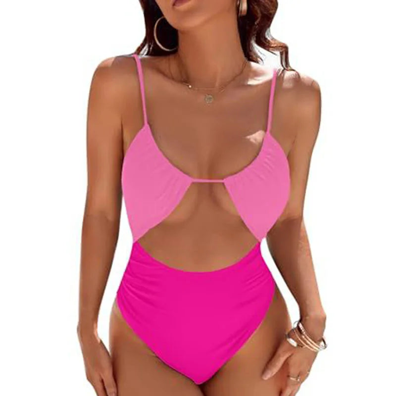 Women's One-Piece Swimsuit – Solid Color Bikini