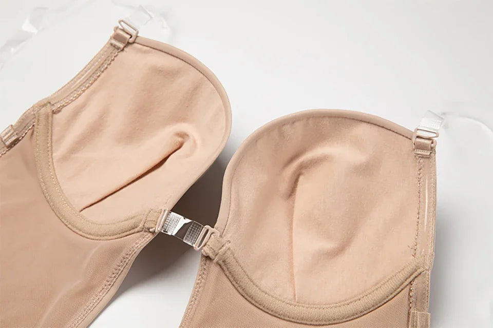 Women's Full Body Shaper Bodysuit – Deep V Backless Shapewear