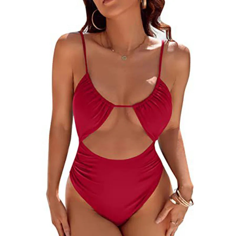 Women's One-Piece Swimsuit – Solid Color Bikini