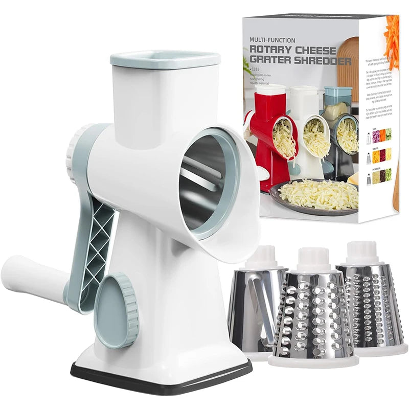 3-in-1 Rotary Cheese Grater with Interchangeable Drums