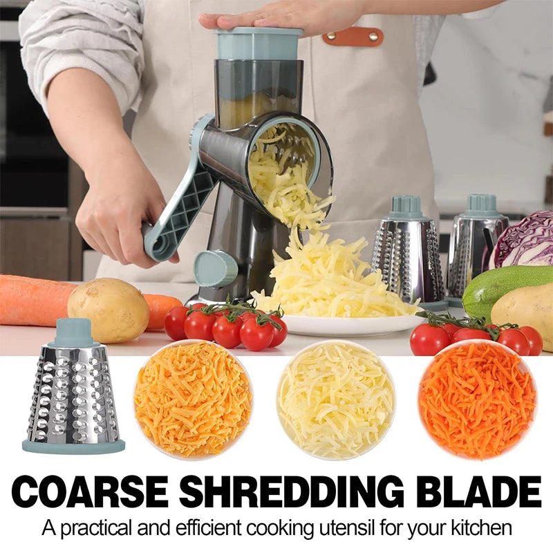 3-in-1 Rotary Cheese Grater with Interchangeable Drums