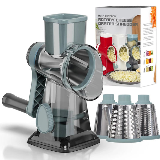 3-in-1 Rotary Cheese Grater with Interchangeable Drums