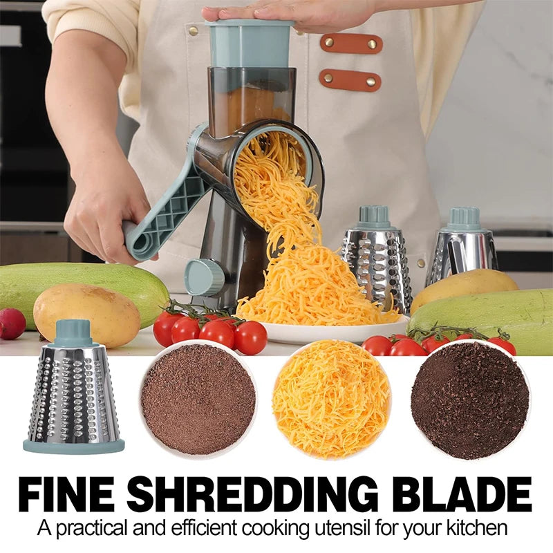 3-in-1 Rotary Cheese Grater with Interchangeable Drums