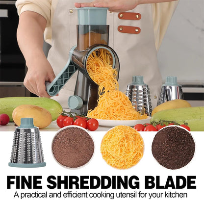 3-in-1 Rotary Cheese Grater with Interchangeable Drums
