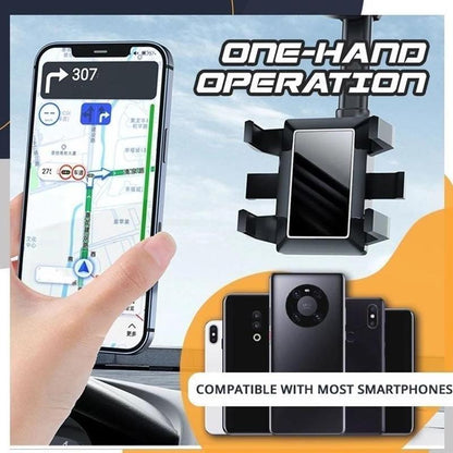 360° Rearview Mirror Phone Holder – Universal Fit